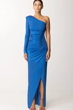 Dramèe Abito Lungo Monospalla con ArricciaturaBLU