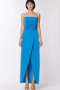 Dramèe Abito Lungo Wrap con Scollo DrittoTURCHESE