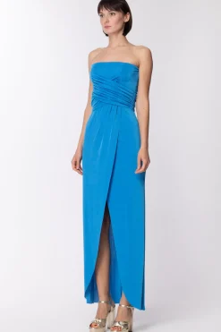 Dramèe Abito Lungo Wrap con Scollo DrittoTURCHESE