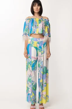 Dramèe Crop Top con Stampa IrisSTAMPA IRIS