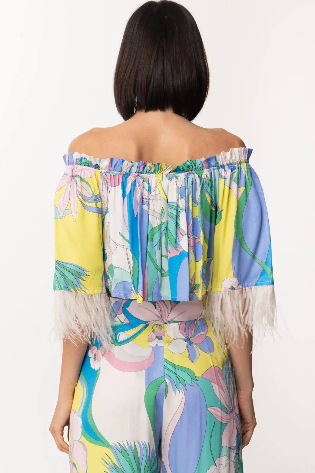 Dramèe Crop Top con Stampa IrisSTAMPA IRIS