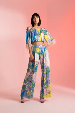 Dramèe Crop Top con Stampa IrisSTAMPA IRIS
