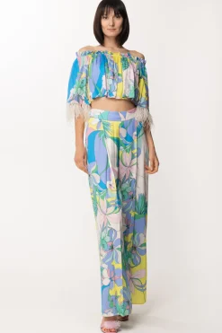 Dramèe Crop Top con Stampa IrisSTAMPA IRIS