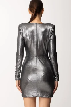 Dramèe Mini Abito Laminato con RuchesSILVER