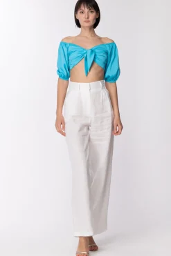 Dramèe Top con Nodo e ArricciatureTURCHESE