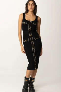 Elisabetta Franchi Abito Midi con CatenaNERO