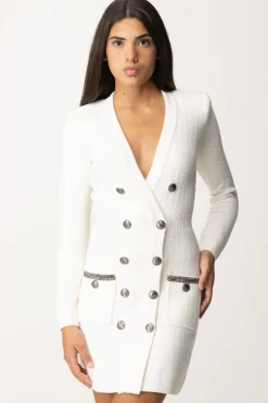 Elisabetta Franchi Abito In Maglia Doppiopetto con RicamoAVORIO