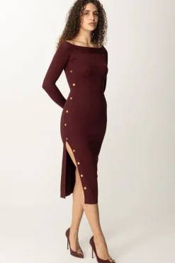 Elisabetta Franchi Abito In Maglia Off-shoulder con BottonciniROUGE NOIR