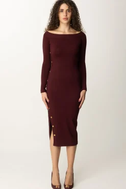 Elisabetta Franchi Abito In Maglia Off-shoulder con BottonciniROUGE NOIR