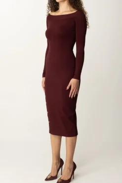 Elisabetta Franchi Abito In Maglia Off-shoulder con BottonciniROUGE NOIR