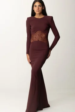 Elisabetta Franchi Abito Red Carpet con Inserto In TulleROUGE NOIR