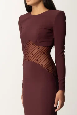 Elisabetta Franchi Abito Red Carpet con Inserto In TulleROUGE NOIR