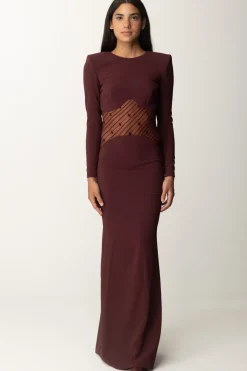 Elisabetta Franchi Abito Red Carpet con Inserto In TulleROUGE NOIR