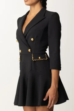 Elisabetta Franchi Abito Robe Manteau con Catena GroumetteNERO