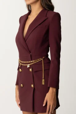 Elisabetta Franchi Abito Robe Manteau con CinturaROUGE NOIR