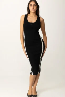 Elisabetta Franchi Abito Midi In Viscosa con Bande LogoNERO/BURRO