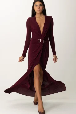 Elisabetta Franchi Abito Red Carpet In Lurex con Nodo CentraleROUGE NOIR