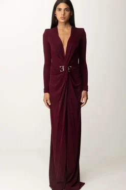 Elisabetta Franchi Abito Red Carpet In Lurex con Nodo CentraleROUGE NOIR