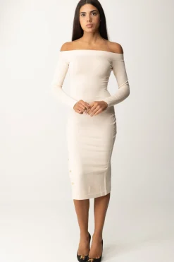 Elisabetta Franchi Abito In Maglia Off-shoulder con BottonciniLATTICE