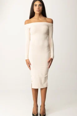Elisabetta Franchi Abito In Maglia Off-shoulder con BottonciniLATTICE