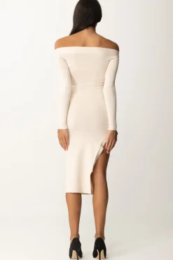 Elisabetta Franchi Abito In Maglia Off-shoulder con BottonciniLATTICE