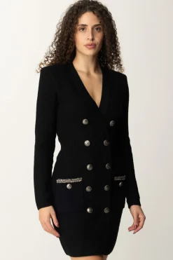 Elisabetta Franchi Abito In Maglia Doppiopetto con RicamoNERO