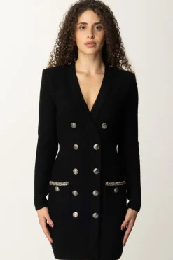 Elisabetta Franchi Abito In Maglia Doppiopetto con RicamoNERO