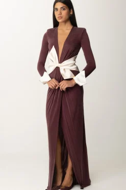 Elisabetta Franchi Abito Red Carpet con Fusciacca a FioccoROUGE NOIR/BURRO