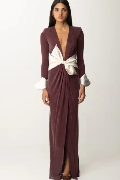 Elisabetta Franchi Abito Red Carpet con Fusciacca a FioccoROUGE NOIR/BURRO