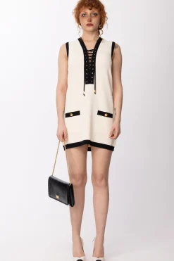 Elisabetta Franchi Abito Midi con Scollo Sul RetroBURRO/NERO