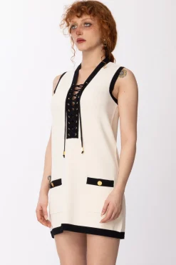 Elisabetta Franchi Abito Midi con Scollo Sul RetroBURRO/NERO