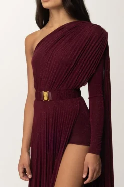 Elisabetta Franchi Abito Red Carpet Monospalla In LurexROUGE NOIR