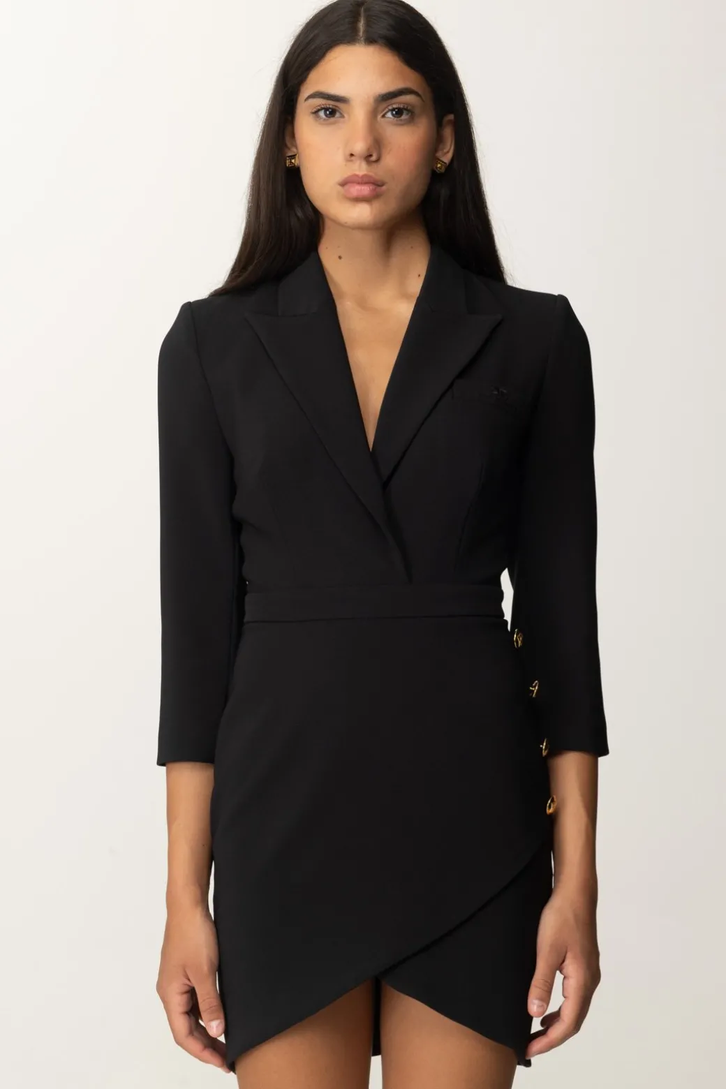 Elisabetta Franchi Abito Robe-manteau con Bottoni Al FiancoNERO