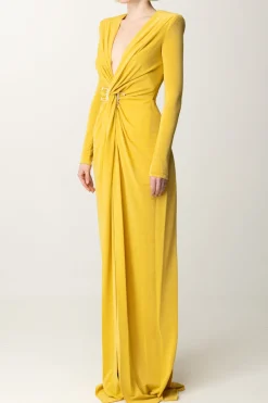 Elisabetta Franchi Abito Red Carpet In Lurex con Nodo CentraleMIMOSA