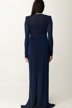 Elisabetta Franchi Abito Red Carpet In Lurex con Nodo CentraleNAVY