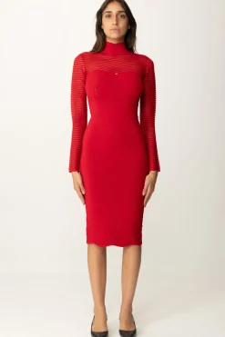 Elisabetta Franchi Abito Midi con Motivo ChevronRED PASSION