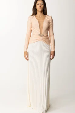 Elisabetta Franchi Abito Red Carpet con Top PaillettatoPORCELLANA/BURRO