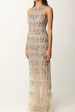 Elisabetta Franchi Abito Red Carpet Ricamato con Effetto PixelSTEEL