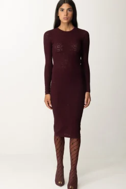 Elisabetta Franchi Abito In Punto Rete con Pattern LogoROUGE NOIR