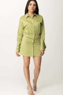 Elisabetta Franchi Abito Camicia Mini con CateninaPISTACCHIO