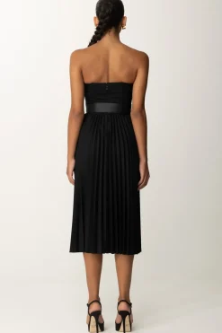 Elisabetta Franchi Abito Plissè Scollo Cuore con CinturaNERO