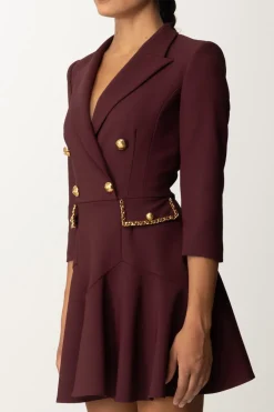 Elisabetta Franchi Abito Robe Manteau con Catena GroumetteROUGE NOIR