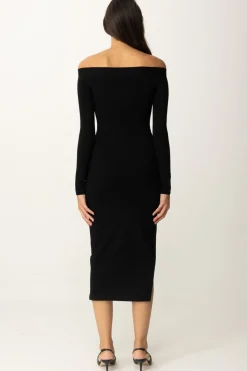 Elisabetta Franchi Abito In Maglia Off-shoulder con BottonciniNERO
