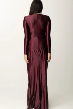 Elisabetta Franchi Abito Red Carpet In Lycra con Nodo e DrappeggioROUGE NOIR