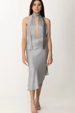 Elisabetta Franchi Abito Midi In Raso con Gonna AsimmetricaPIOMBO
