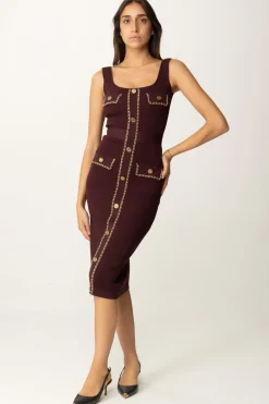 Elisabetta Franchi Abito Midi con CatenaROUGE NOIR