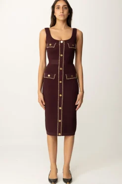 Elisabetta Franchi Abito Midi con CatenaROUGE NOIR