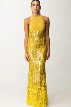 Elisabetta Franchi Abito Red Carpet Ricamato con FrangeMIMOSA