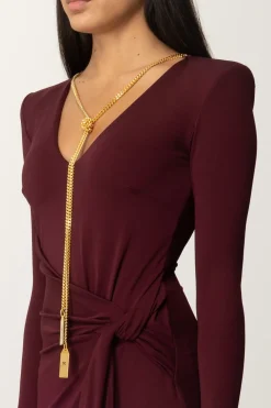 Elisabetta Franchi Abito Midi Drappeggiato con CollanaROUGE NOIR