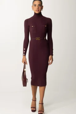 Elisabetta Franchi Abito Midi In Viscosa con CinturaROUGE NOIR